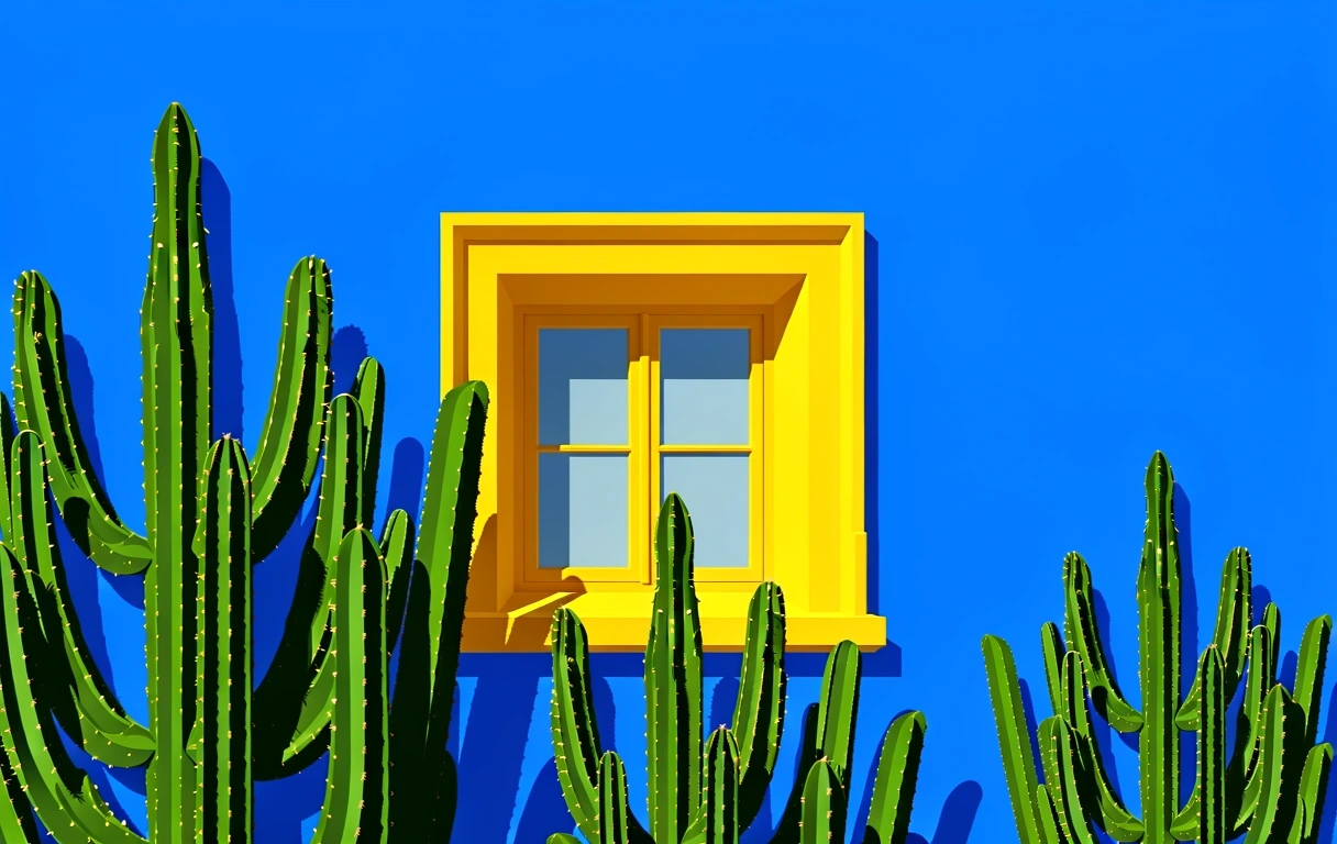 Vue iconique de l'architecture du jardin Majorelle